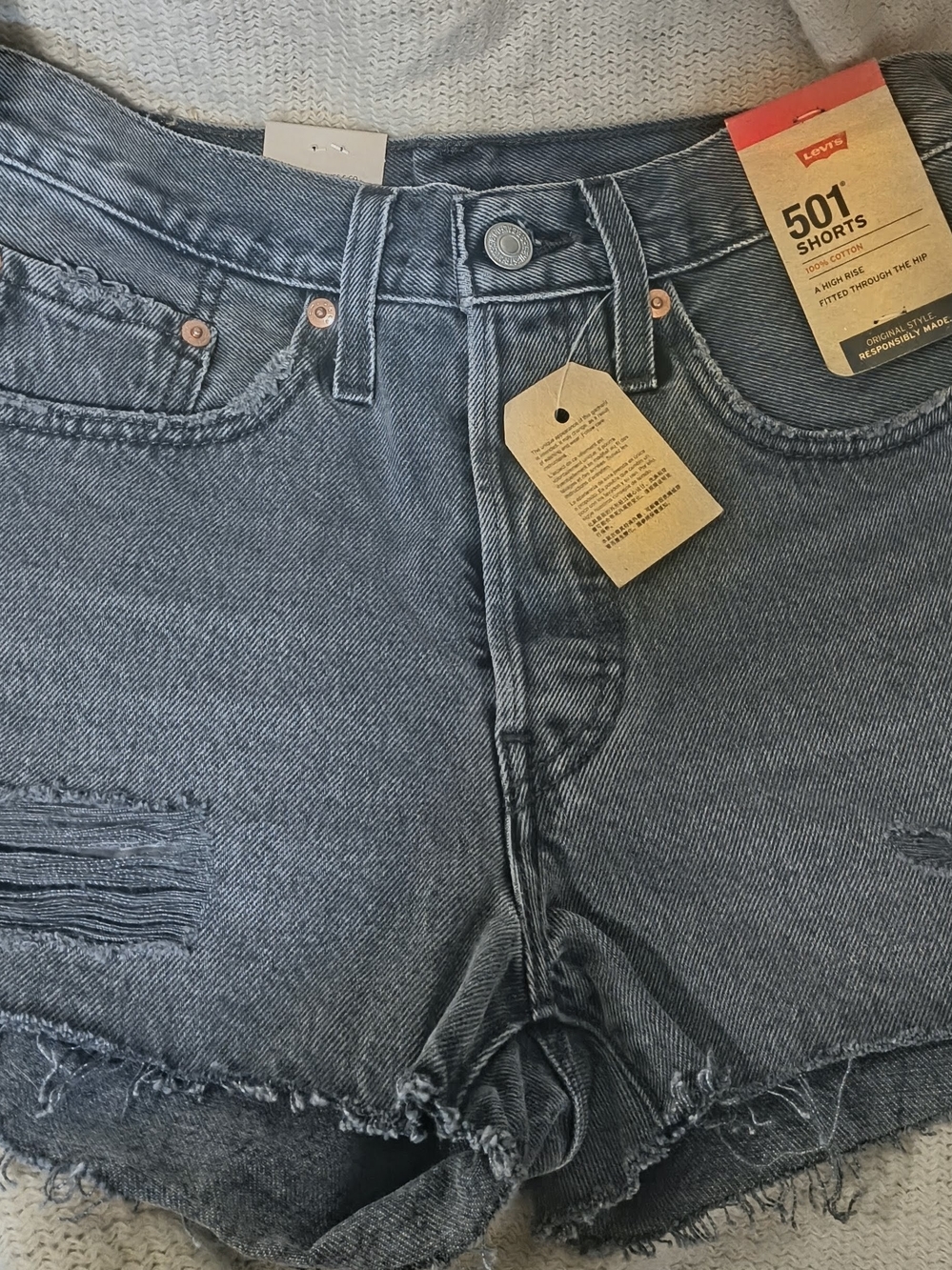Levi's 501 High-Rise Washed Black Denim Cutoff Shorts